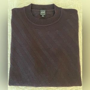 IKE BEHAR Made in Italy Tonal Diagonal Stripe Crewneck Sweater in Wine Size M